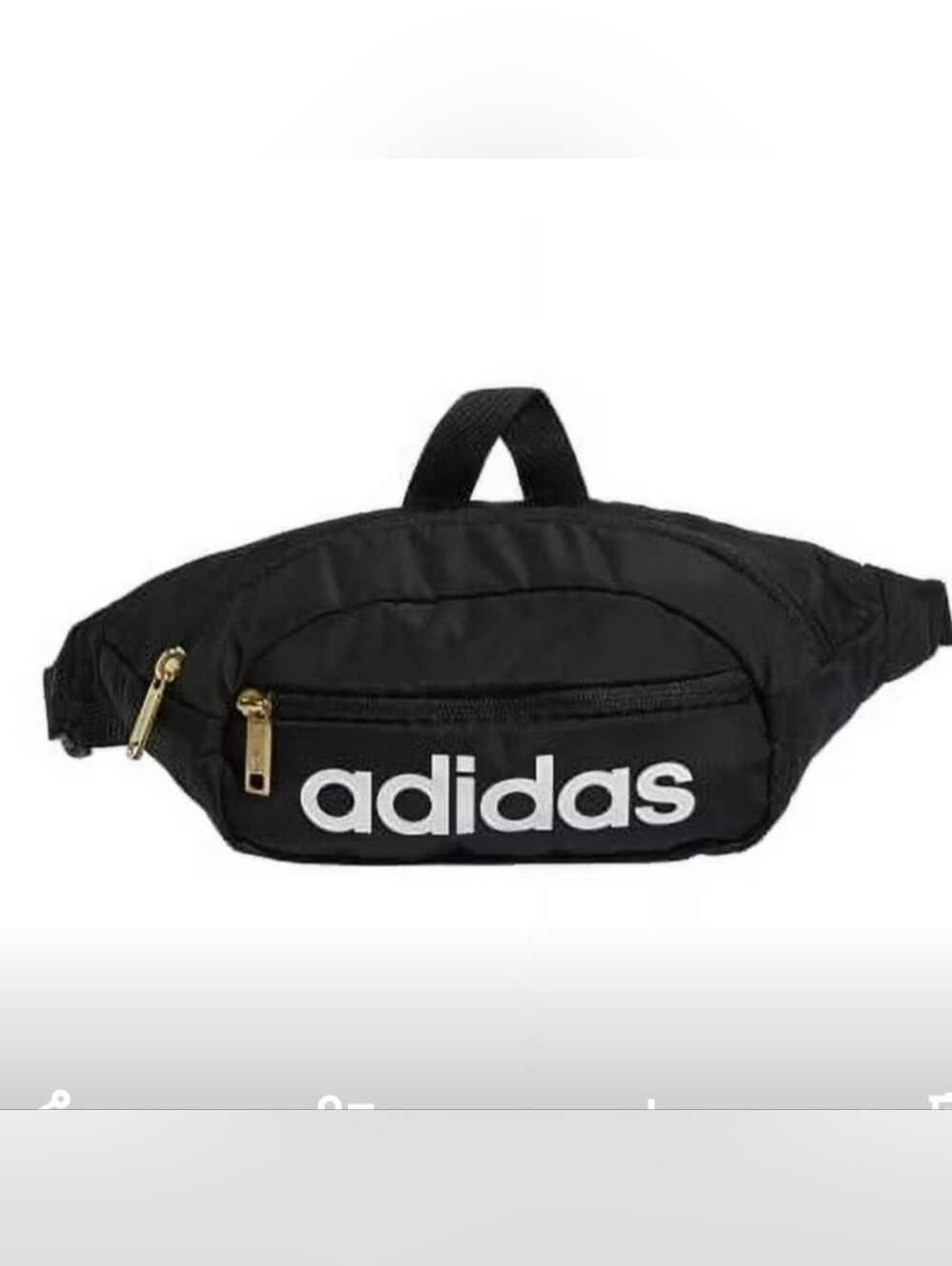 adidas Black Waist Pack with White Logo and Gold Zippers